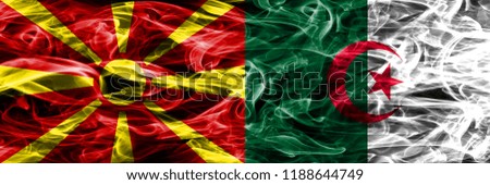 Macedonia vs Algeria colorful concept smoke flags placed side by side