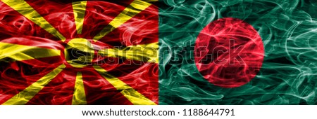 Macedonia vs Bangladesh colorful concept smoke flags placed side by side