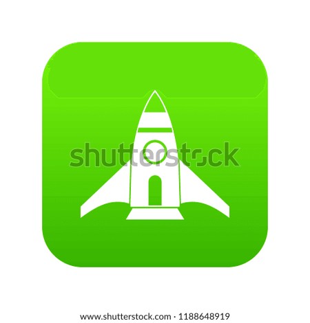 Rocket icon digital green for any design isolated on white illustration
