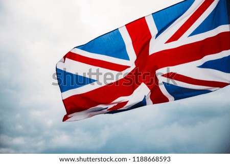The flag of the UK blown by the wind.