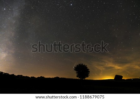 Starry sky in summer on the Night of the Perseids Bavaria, Germany