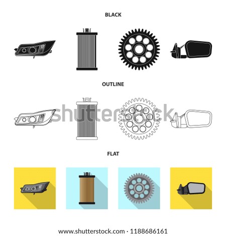 Vector illustration of auto and part sign. Set of auto and car stock symbol for web.