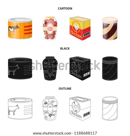Vector design of can and food symbol. Collection of can and package stock vector illustration.