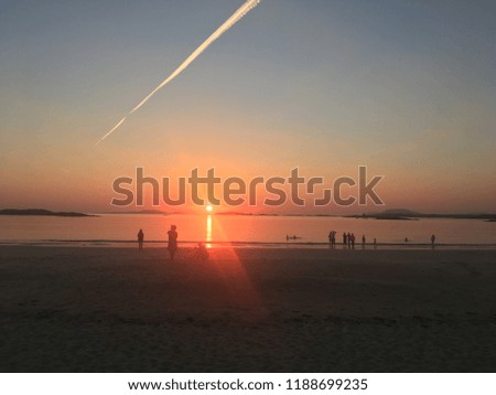 Sunset at the beach in west Ireland in the summer