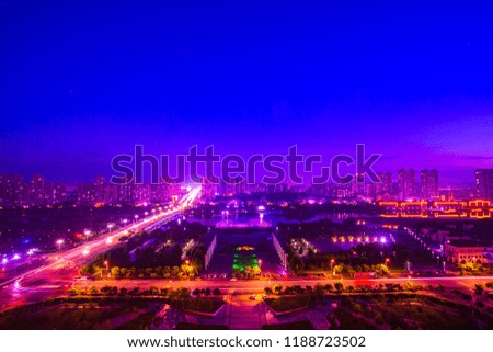 Night scenery in urban construction, China