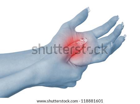 Acute pain in a woman palm