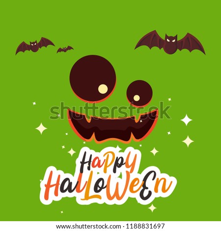 Creative text of Happy Halloween or Hand Lettering vector on scary background