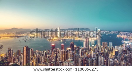 Hong Kong Cityscape in vintage color tone