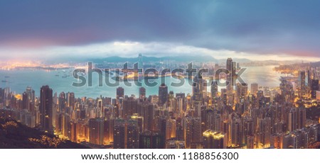 Hong Kong Cityscape in vintage color tone
