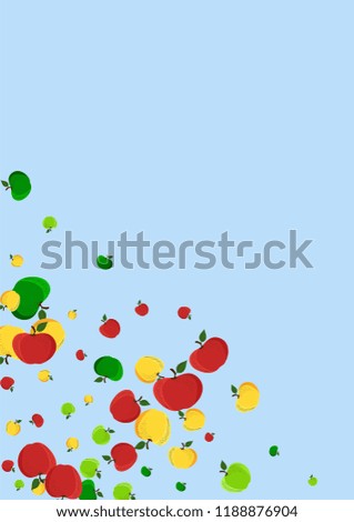 Autumn background with yellow, red and green apples.