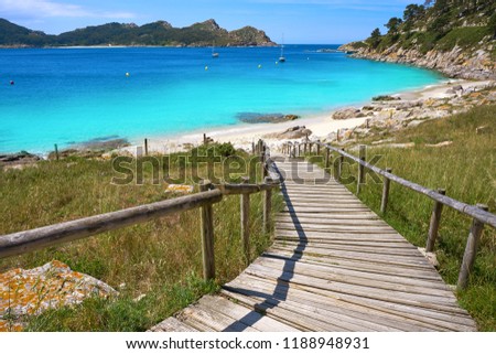 Nostra Senora beach in Islas Cies islands of Vigo at Spain Royalty-Free Stock Photo #1188948931