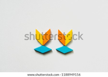 Tangram puzzle tree shape use for education and creative concept