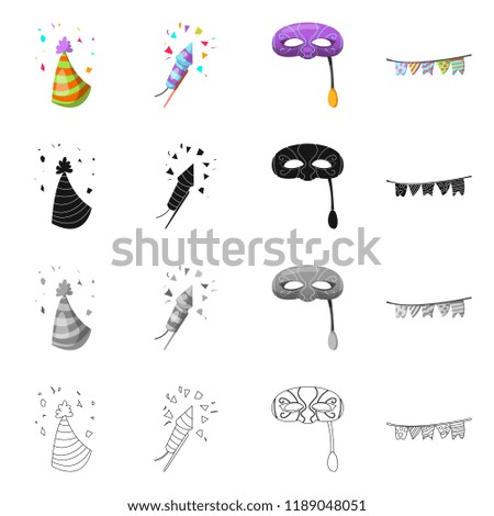 Isolated object of party and birthday icon. Collection of party and celebration stock symbol for web.