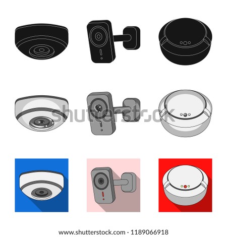 Vector design of cctv and camera sign. Set of cctv and system stock vector illustration.