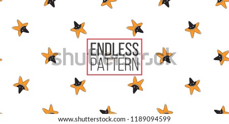 Halloween seamless pattern with orange star robber. Cute vector background for decoration halloween cadrs, package paper, flyer. 