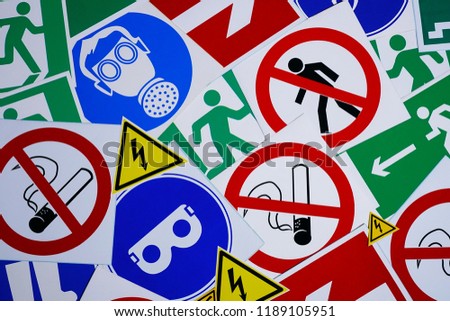 Safety signs and symbols. Health and safety signs and symbols in the workplace
