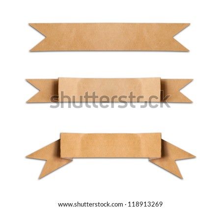 old paper use as label banner on white background Royalty-Free Stock Photo #118913269