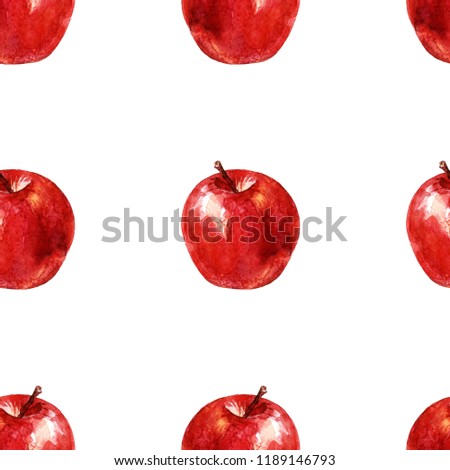 Geometric pattern of apples, watercolor illustration.