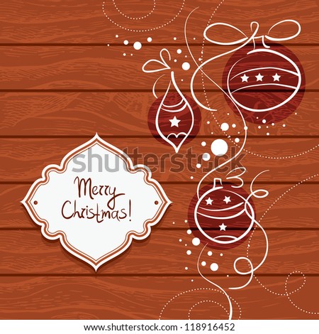 Christmas card with wooden background