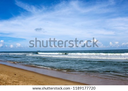 Calm Marina beach seascape in Chennai India Royalty-Free Stock Photo #1189177720