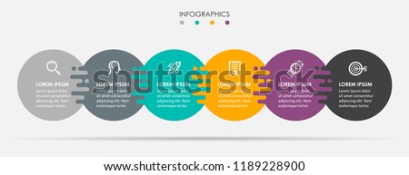 Vector Infographic label design template with icons and 6 options or steps.  Can be used for process diagram, presentations, workflow layout, banner, flow chart, info graph. Royalty-Free Stock Photo #1189228900