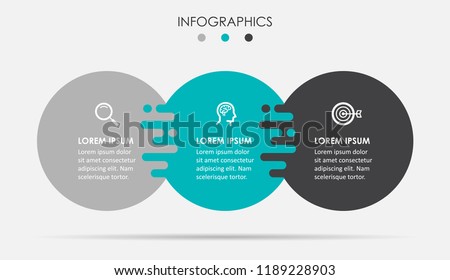 Vector Infographic label design template with icons and 3 options or steps.  Can be used for process diagram, presentations, workflow layout, banner, flow chart, info graph. Royalty-Free Stock Photo #1189228903