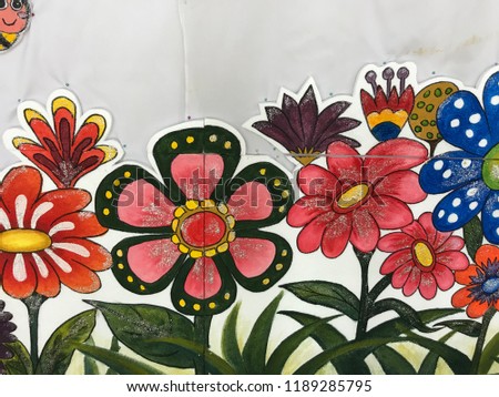 Flower painting on the wall texture pattern background