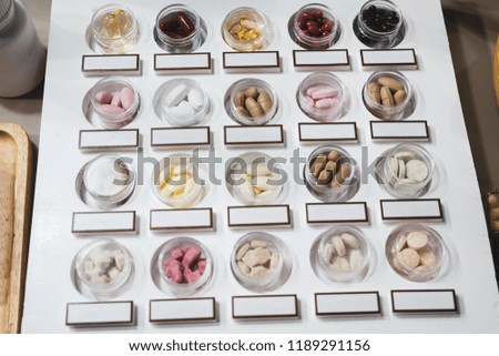 Examples of capsules,beauty pills, supplements.