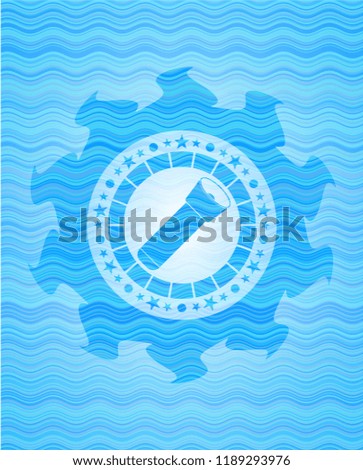 flashlight icon inside water wave style emblem.
