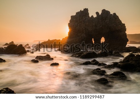 Seascape in Portizuelo beach, Asturias coast, North Spain