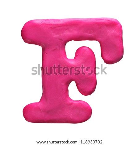 Plasticine letter F isolated on a white background