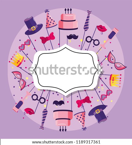 emblem with happy birthday decoration style