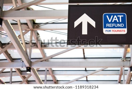 VAT refund signage in airport terminal