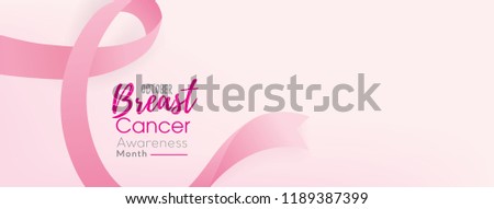 Breast cancer awareness campaign banner background with pink ribbon symbol and space for text