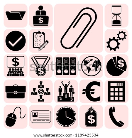 Set of 22 business related icons. Collection. Detailed design. Vector Illustration.