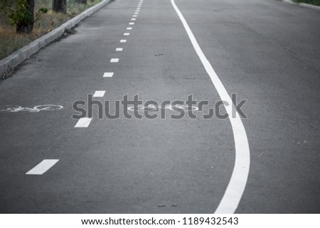 Bicycle lane. Bike path, eco-friendly transport in the city, asphalt with a painted bicycle