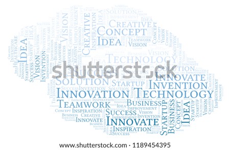 Innovation Technology word cloud, made with text only.