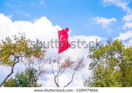 Glorious Turkish flag waving in the skies   