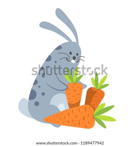 Rabbit smiling happy to be with carrot vector