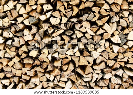 Pile of fiire wood, rural vintage background