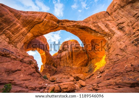 Double Arch in the evening, Arches national park,utah,usa. Royalty-Free Stock Photo #1189546096
