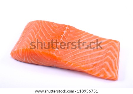 salmon steak red fish on white Royalty-Free Stock Photo #118956751