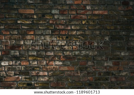 old rough weathered brick wall background, full frame view