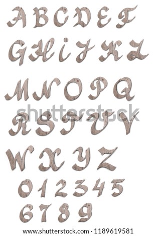 Wooden letters of English alphabet on white background