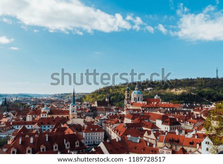 Beautiful panoramic aerial view on an old town in Prague, Czech Republic. 
