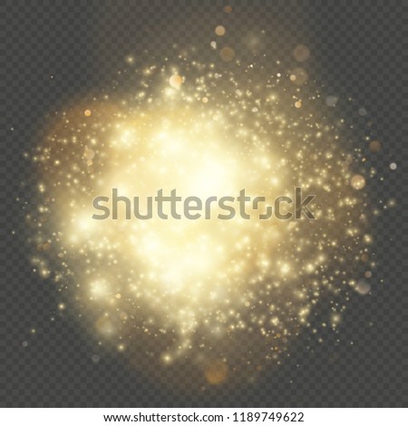 Light gleaming effect. Soft realistic fireworks with glitter splatter elements. Shining circles bokeh particles outburst. Isolaed on transparent background. EPS 10