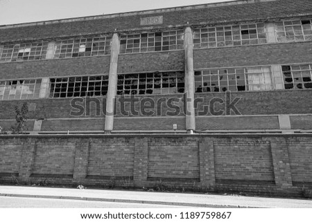 Urban decay. Monochrome photographs of abandoned properties in a state of disrepair in Stoke on Trent Staffordshire, England.