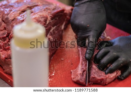 Red meat, butcher shop, surgical cuts, steaks, burgers. Iron, proteins, energy nutrition.