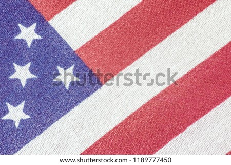 American flag close up texture. Flag textile details. 
