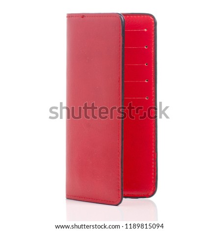Red female purse on white background isolation